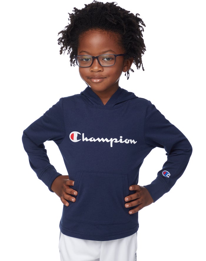 Champion T-Shirt Script Logo Hoodie Jongens - Donkerblauw - Belgie 9621CMBOQ